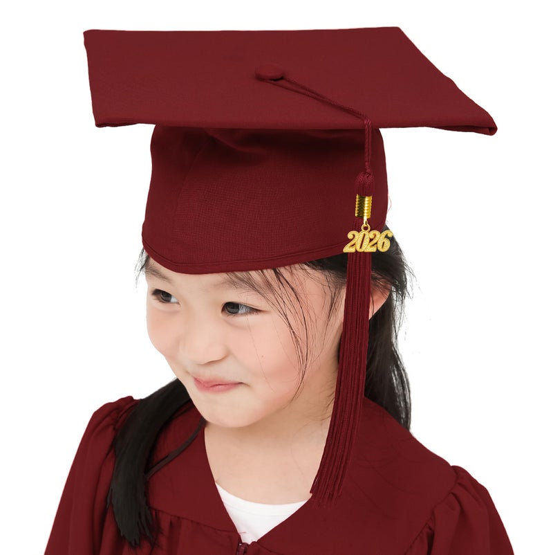 GraduationMall تخرج مول مات كاب التخرج لرياض الأطفال ومرحلة ما قبل المدرسة للأطفال مع شراشيب 2026 باللون المارون - Image 2